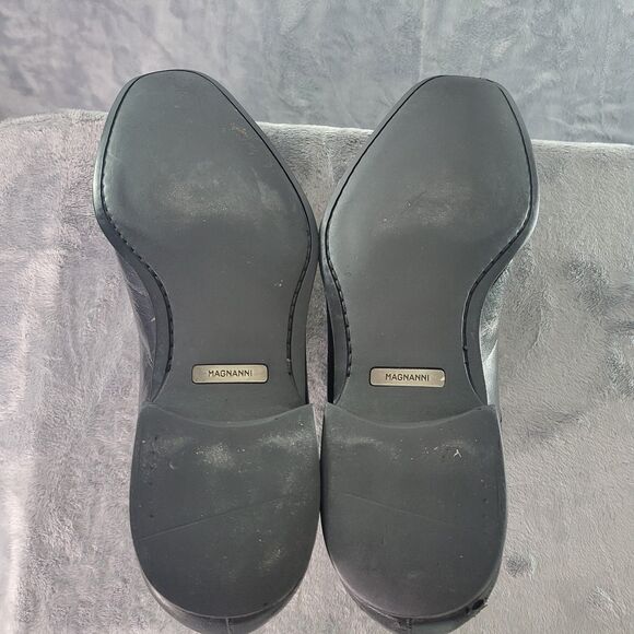 Magnanni Shoes‎ Mens 10.5 Black Leather Lace Up Almond Toe Oxfords Spain main image 7